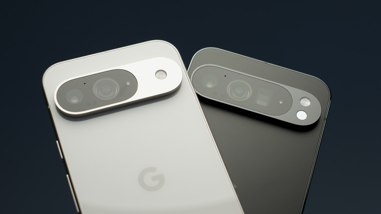 A white and a black Google Pixel phone side by side