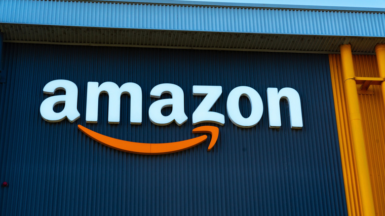 The logo of an Amazon facility.