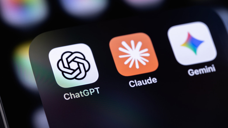 ChatGPT, Claude, and Gemini icons on a phone
