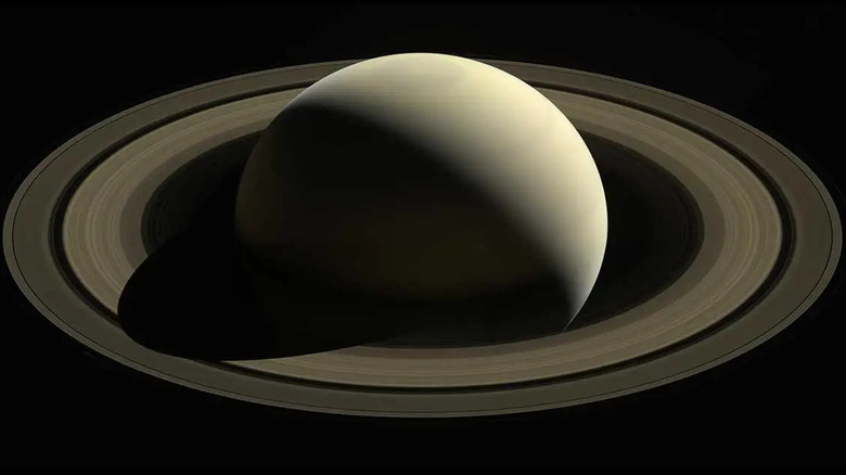 Image of Saturn and it's many rings in space