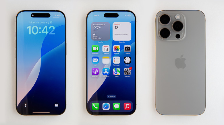 Front and back views of the iPhone 16 lineup showing lock screen and home screen displays