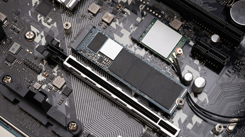 SSD installed on computer motherboard