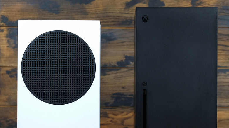 Xbox Series S and Series X consoles on display