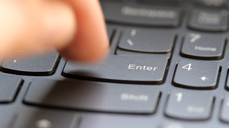 Close up of an ANSI style Enter key, which is long and horizontal