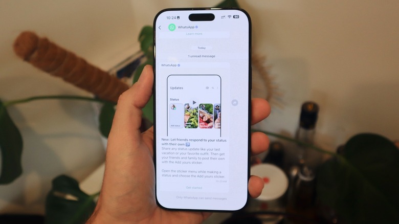 WhatsApp chat on iPhone 16 Pro Max
