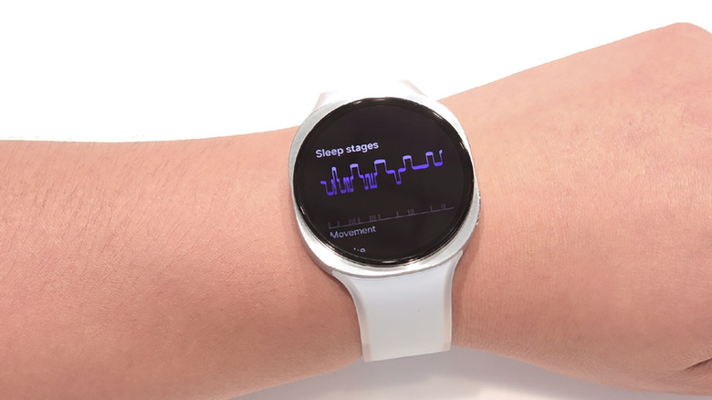 An arm showing sleep stages on the screen of the Samsung Galaxy Watch 9