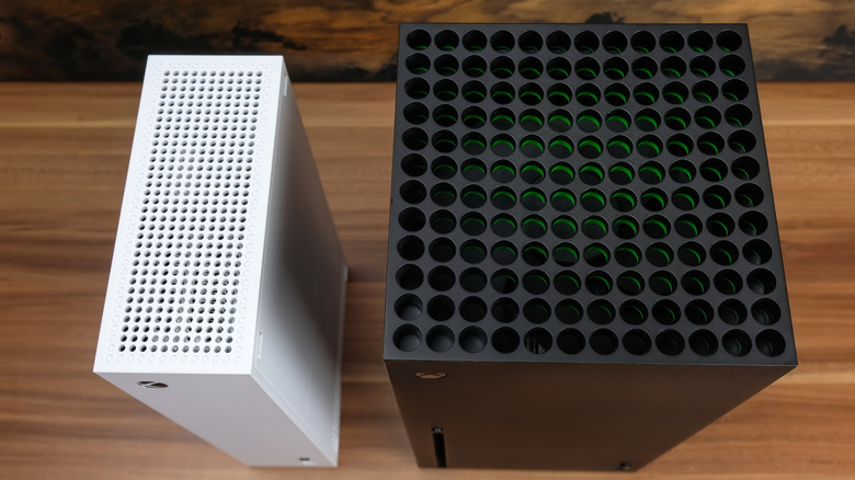 the top view of vents for the xbox series s and xbox series x on a table