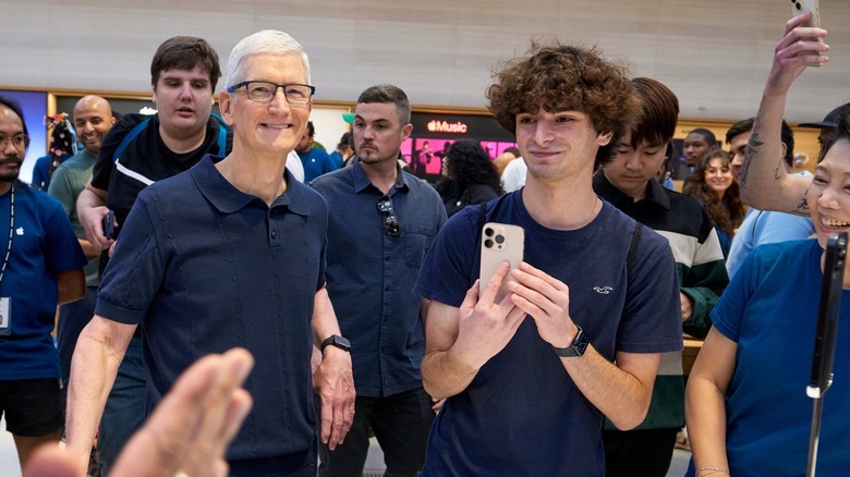 Apple's CEO Tim Cook during the release day of the iPhone 16 models