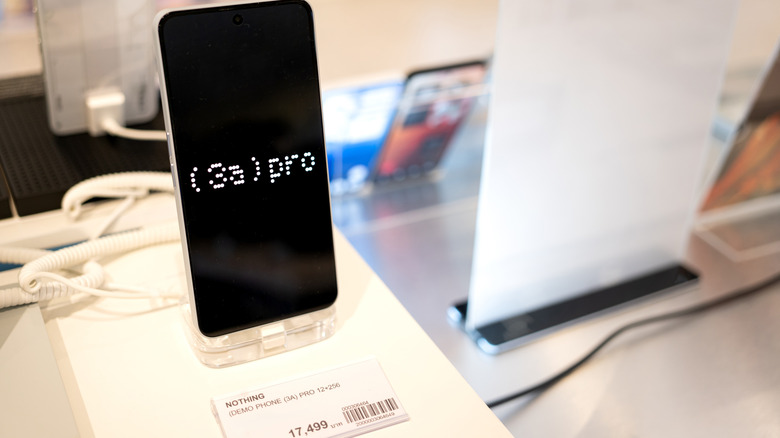 The Nothing Phone (3a) pro in a store.
