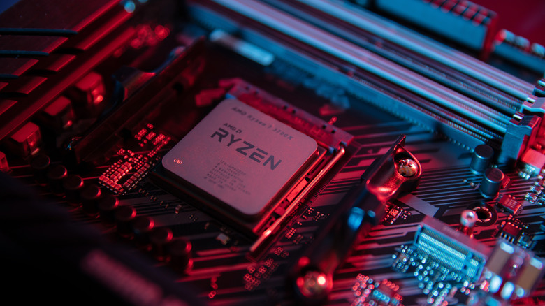 Photo of a Ryzen 7 CPU installed in a motherboard