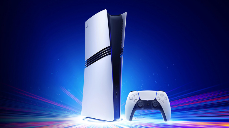 PS5 Pro on a rainbow for a promotional image