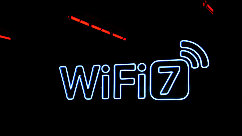 A neon sign that reads Wi-Fi 7.