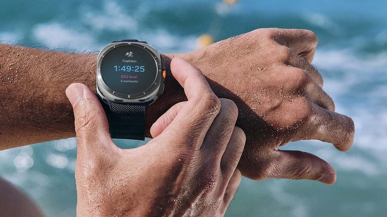 Person using a Samsung Galaxy Watch Ultra for a workout