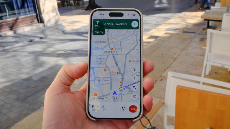 Walking directions as provided by navigation mode in Google Maps.