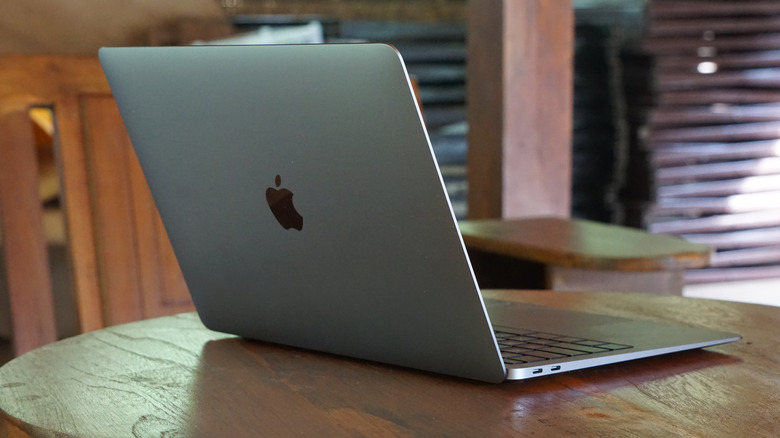 MacBook Air M1 laptop on a table, Space Gray body
