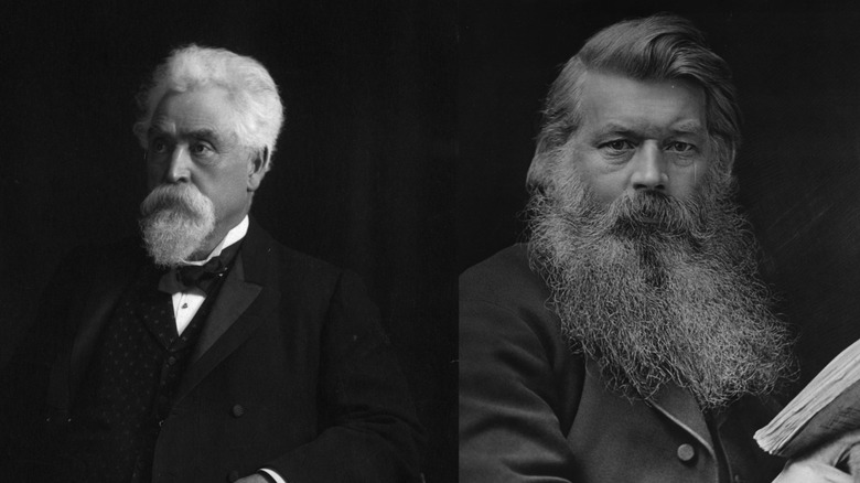 Hiram Maxim (left) and Joseph Swan (right)