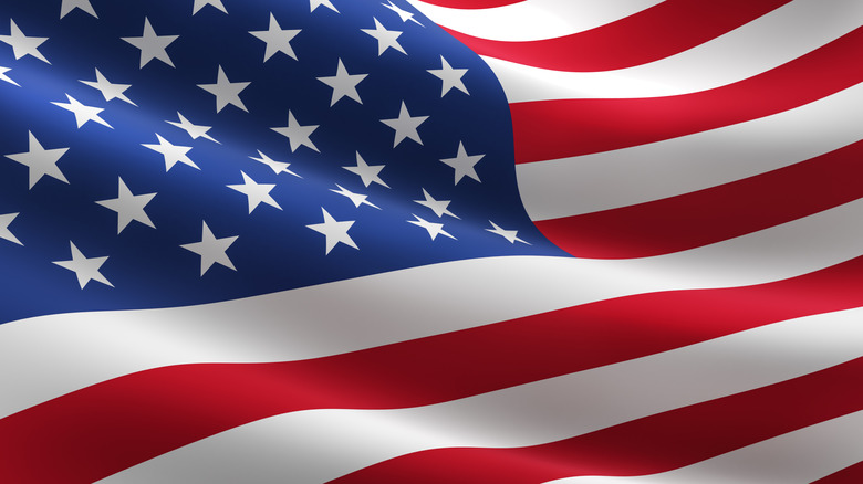 A U.S. flag waving