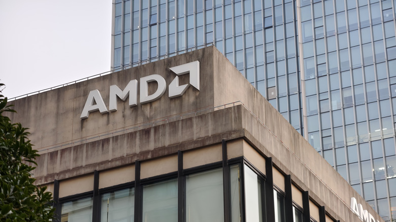 AMD logo on a building.