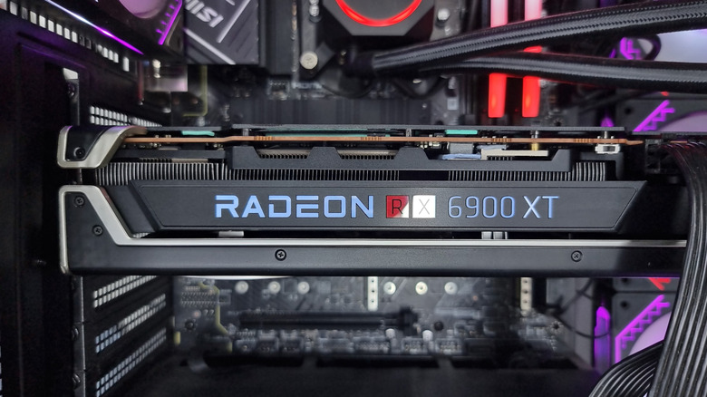 An AMD Radeon graphics card inside a PC.