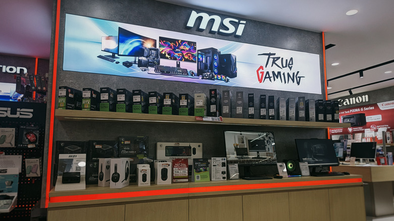 MSI gaming component display at store