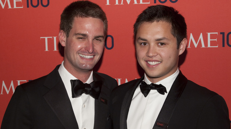 Evan Spiegel (left) and Bobby Murphy (right) pictured at Time Magazine's TIME100 event from 2026.
