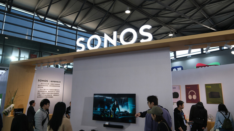 Sonos stand with logo at event