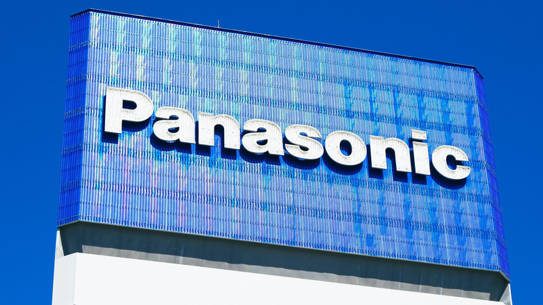 The Panasonic logo on a building.