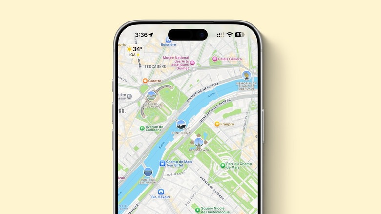Apple Maps display on an iPhone
