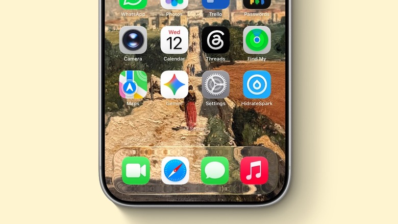 iPhone Home Screen with several apps including Apple Maps