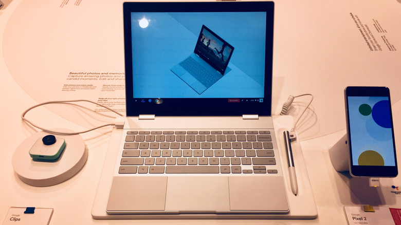 A Google Pixelbook on display at a pop-up store in 2017.