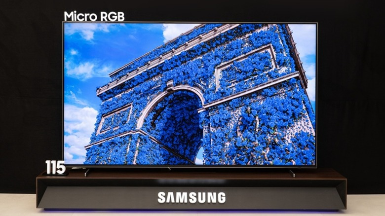 Samsung micro RGB television set displayed in a showroom