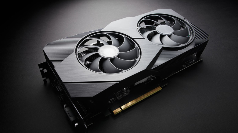 Modern graphics card on a black background.