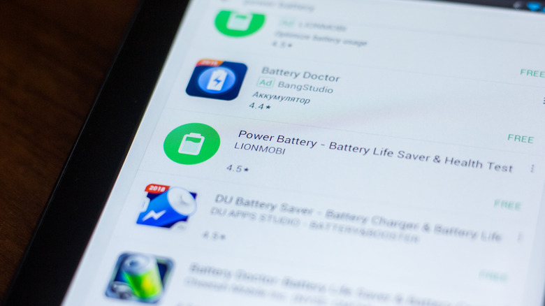 search results for battery saver apps on the Play Store