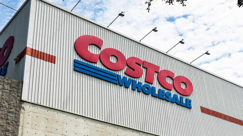 The Costco Wholesale logo on a storefront in Taichung, Taiwan