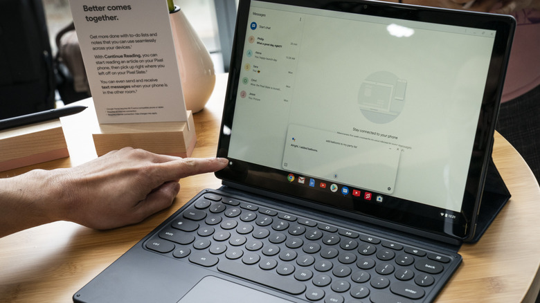 a person using a Google Pixel tablet