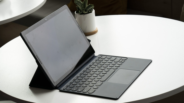 a Google Pixel tablet sitting on a table