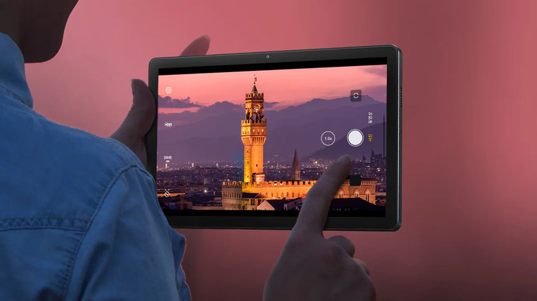 The LG Ultra Tab (2024) being used to take a photo.