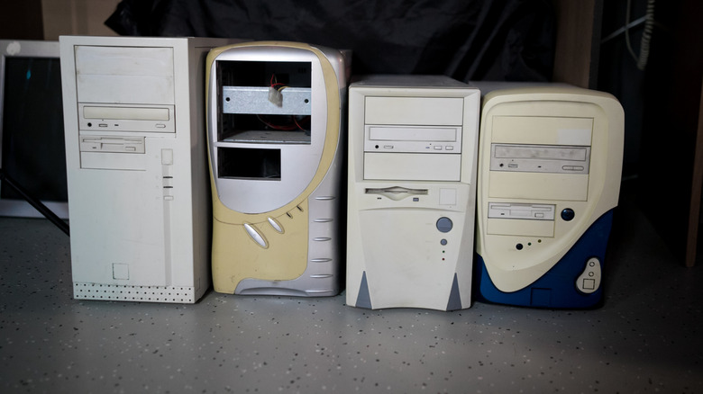 Lineup of old PCs