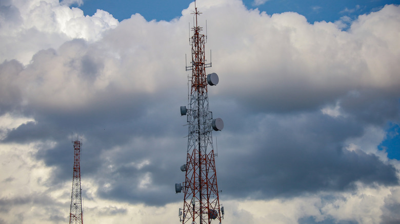 A terrestrial radio repeater tower.