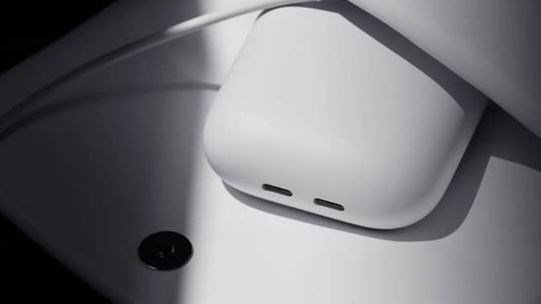 Google Pixel Flex Dual Port USB-C charger  on top of tablet