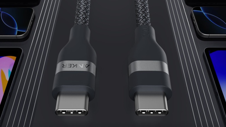 Anker USB-C cables in front of CGI background