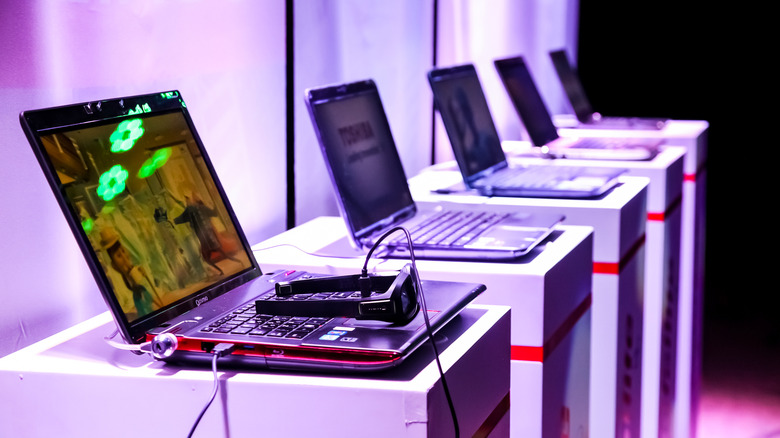 Toshiba laptops on display
