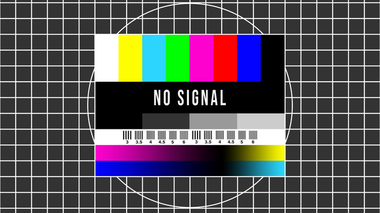 no signal concept for TV on grey and white lined background