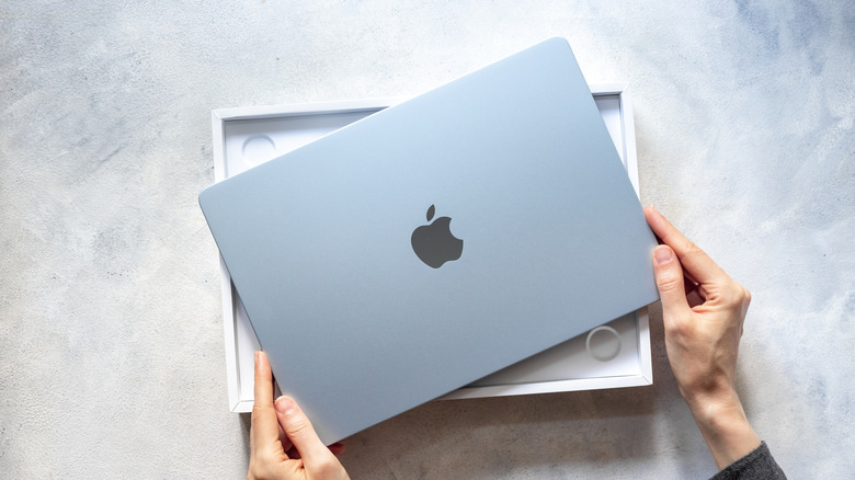Top view of a MacBook out of the box