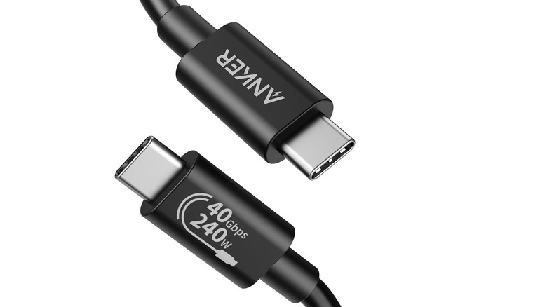 Anker USB4 cable with symbol visible on the front.