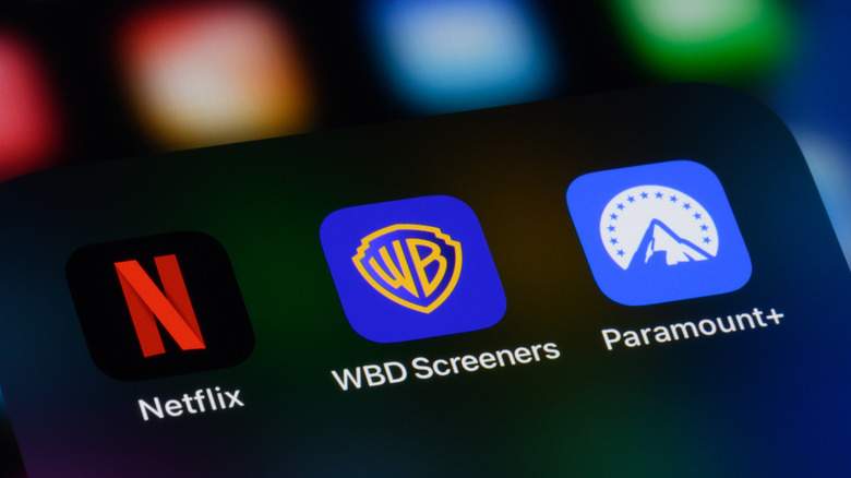 Streaming service icons (Netflix, WBD and Paramount+)