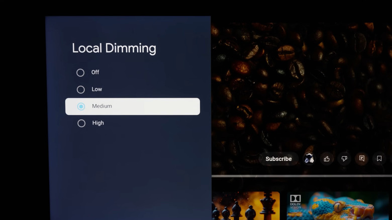 reconfiguring Local Dimming on Google TV