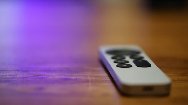 Modern Apple TV remote controller.