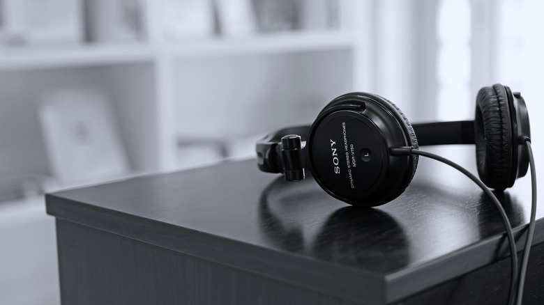 A pair of Sony headphones
