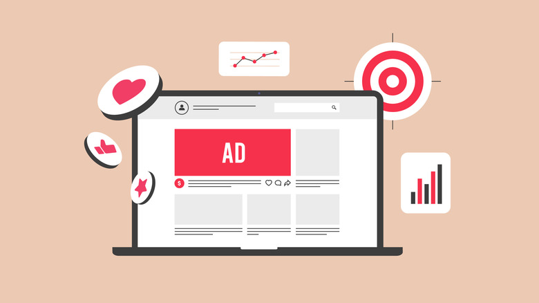 an illustration of a computer showing a targeted ad based on activity